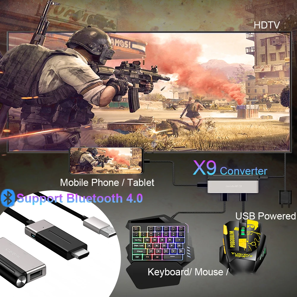 4K 60Hz МОБИЛЬНЫЙ ТЕЛЕФОН геймпад PUBG контроллер Plug and Play клавиатура мышь преобразователь Bluetooth Док-станция для Android iOS Телефон ПК