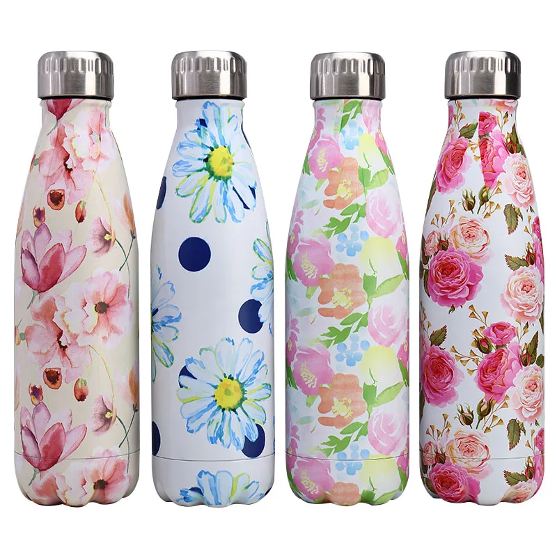 Цветочный термос с логотипом на заказ бутылка для воды из нержавеющей стали BPA