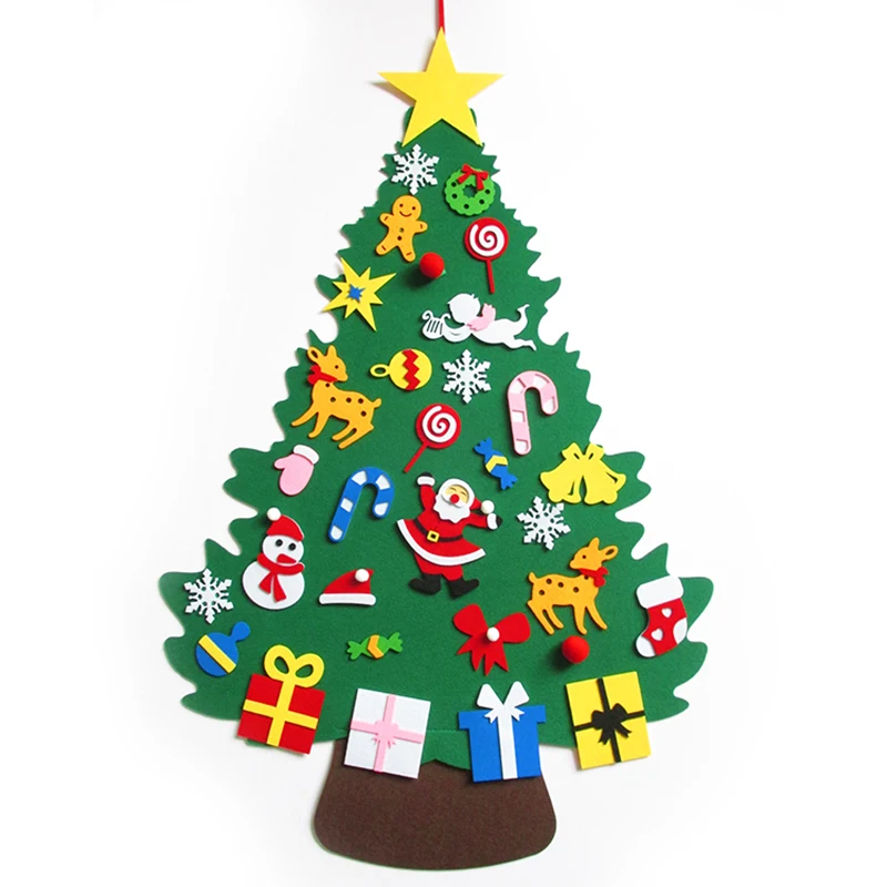 

Baby Montessori Toy 32pcs DIY Felt Christmas Tree Toddlers Busy Board Xmas Tree Gift For Boy Girl Door Wall Ornament Decorations