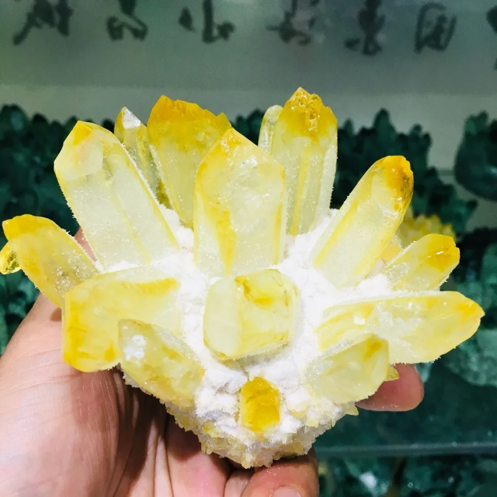 700 г желтый натуральный Ghost Phantom Quartz кристаллический кластер целебный образец