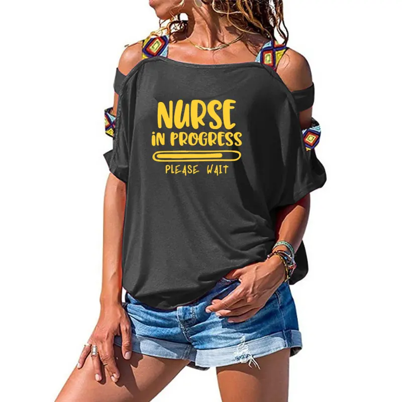 Женская футболка с коротким рукавом и буквенным принтом для медсестры