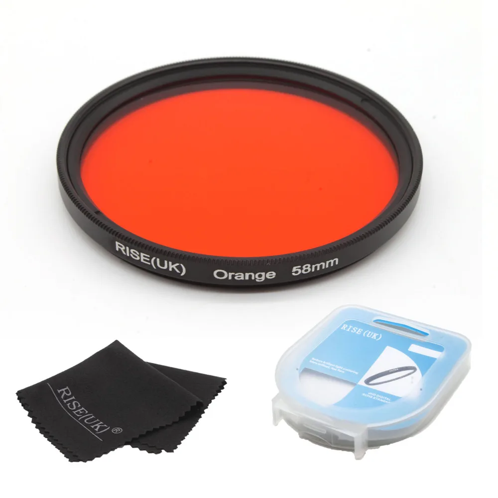 

RISE(UK) 58 mm full color orange lens Filter with filter case for Nikon D3100 D3200 D5100 SLR Camera lens