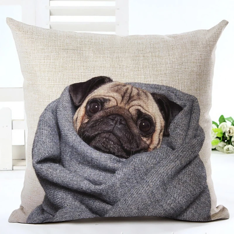 Cartoon Linen Cotton Pillowcase Cute Dog Throw Pillow Cover Cushion For Car/Sofa Home Decor cover 45x45cm | Дом и сад
