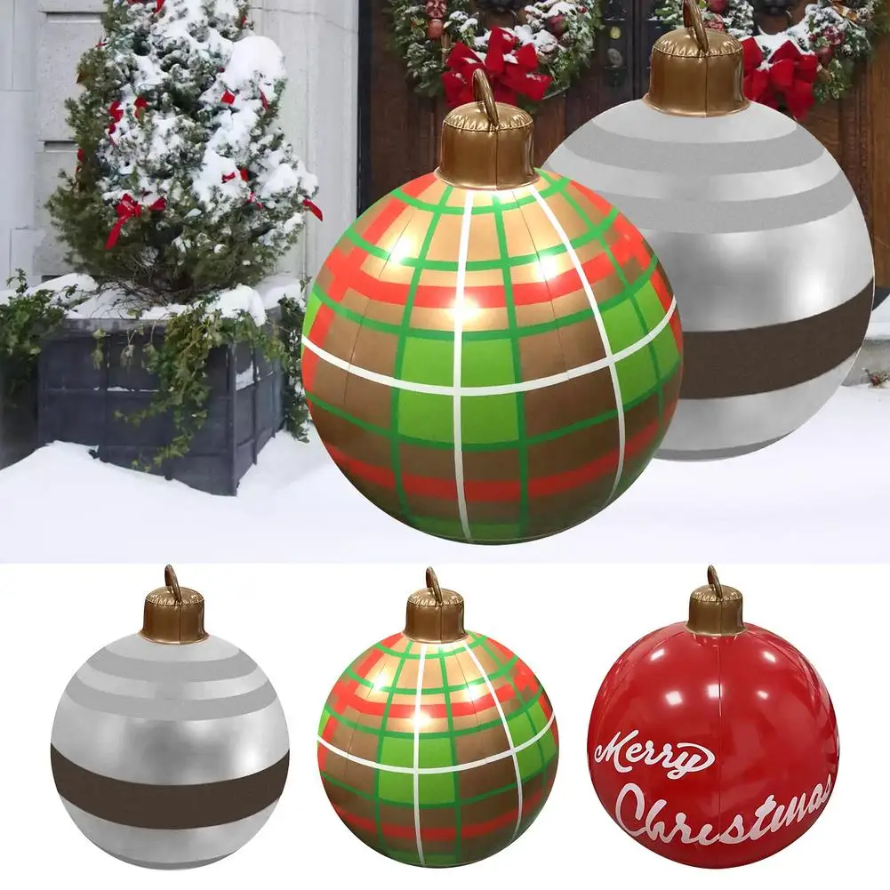 

Рождественский надувной шар из ПВХ, гигантские рождественские украшения для улицы, 23,6 дюймов, Рождественский декоративный шар из ПВХ, Рожде...