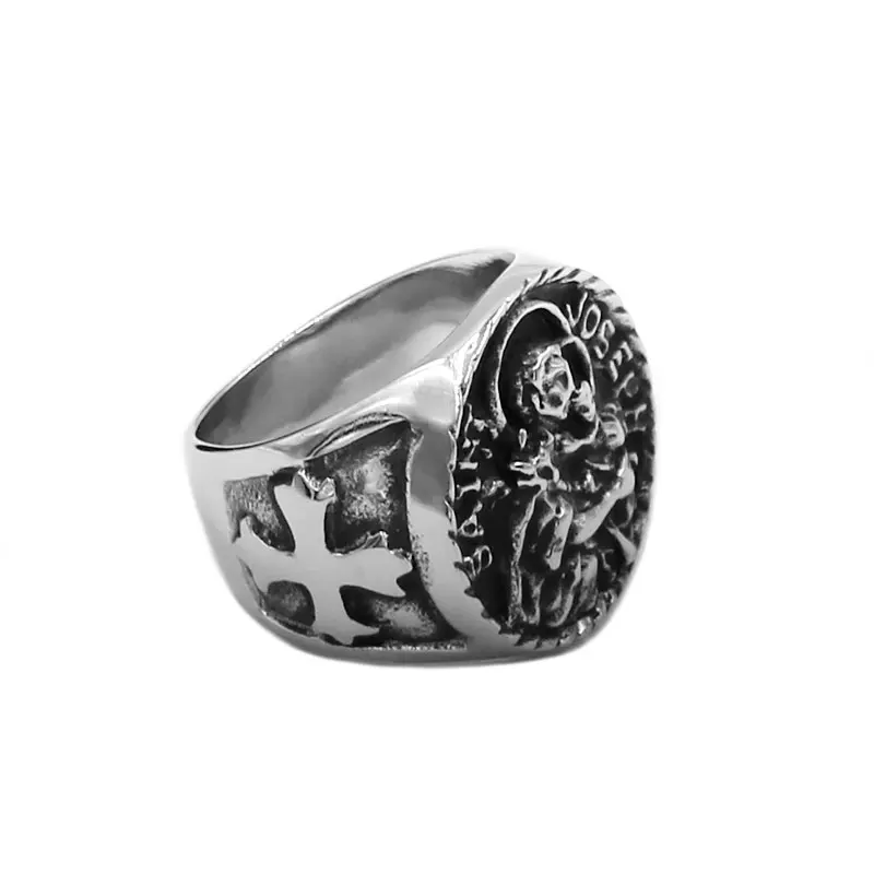 Classic Saint Joseph Ring Stainless Steel Jewelry Fashion Punk Cross Biker Mens Boy Wholesale SWR0975 | Украшения и аксессуары