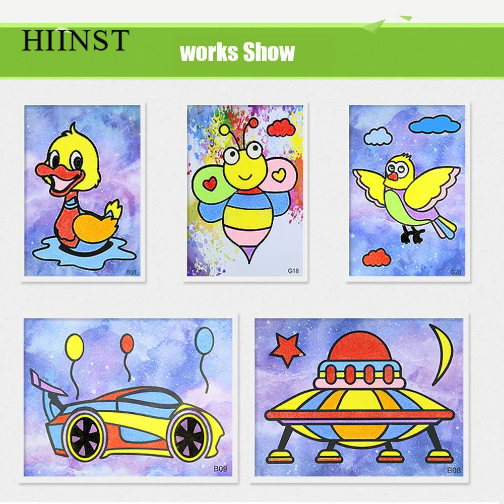 HIINST Kids 12 Colors Sand Painting Art Kit Drawing Toys Brush Table Funnel Cartoon Paper Writing DIY | Игрушки и хобби