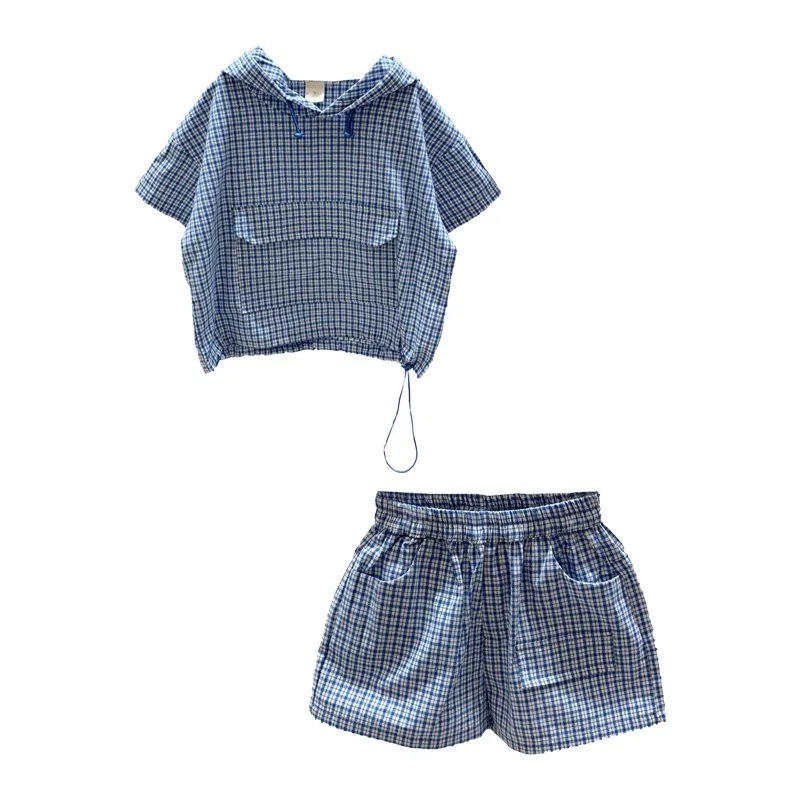 

Children Clothes Sets for Little Boys Plaid Clothing Kids Hoodies Tops+Shorts Suits Child Tracksuit Fashion Boy Summer Outfits