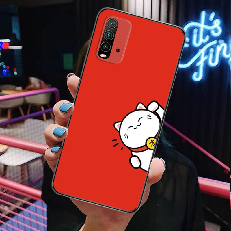 

Chinese Cat Red Blessings Painting Phone Case Redmi 9 9 Pro 9T 9A 9C Redmi Note 9 9S Pro Max Full Protection Funda Silicone