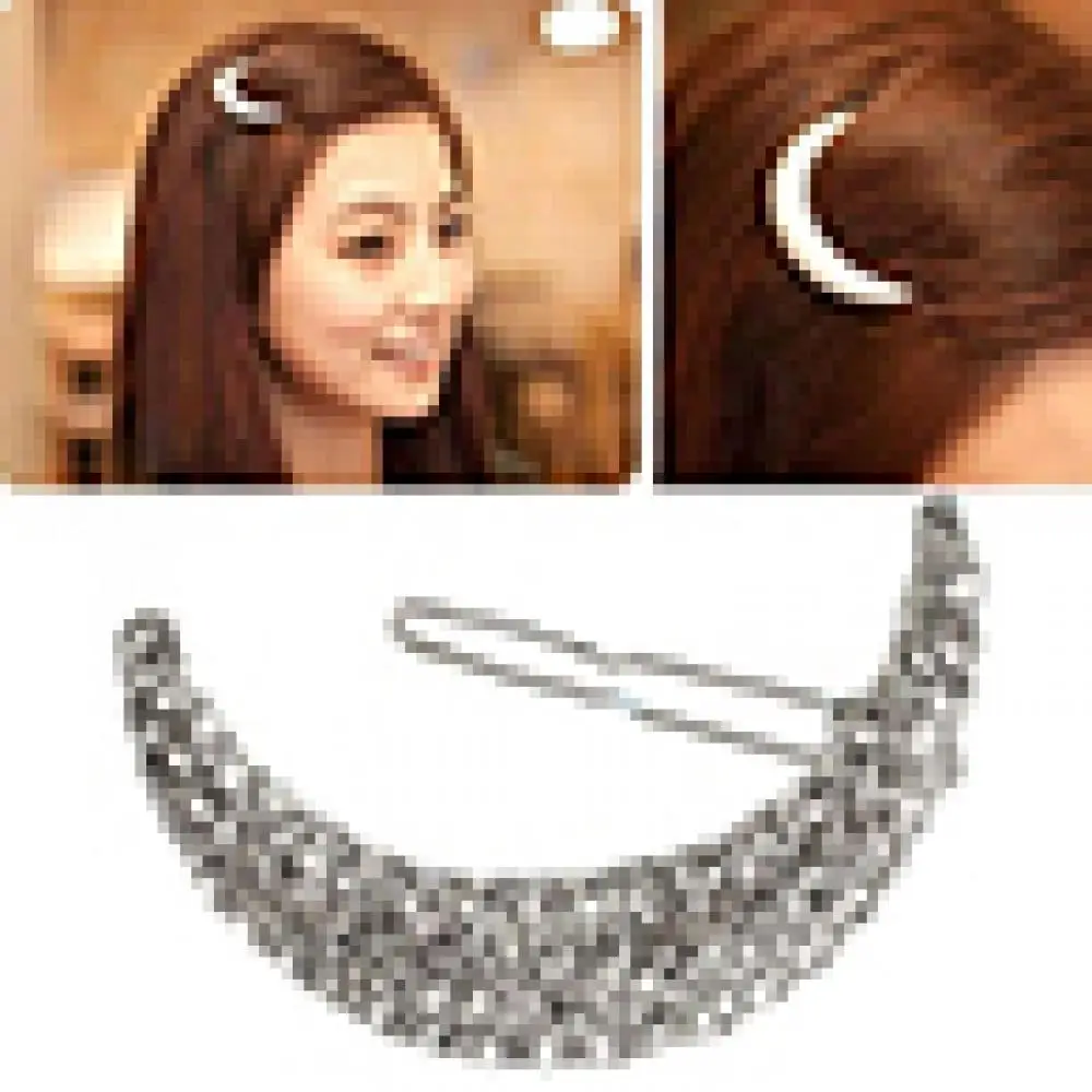

Hot Sales!!! Shiny Rhinestone Moon Hair Clip Bang Clip Headdress Hairpin Clamps Headwear