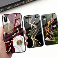 goldfish phone case for iphone 11 12 cover case tempered glass for iphone 11 12 pro max x xr xs max 8 7 6 6s