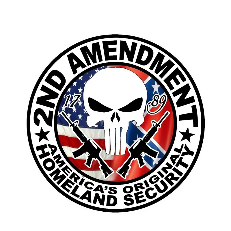 

Cartoon Car Stickers American Flag Skull 2nd Amendment Gun Waterproof Bumper Boot Motorcycle Decals PVC 13cm X 13cm