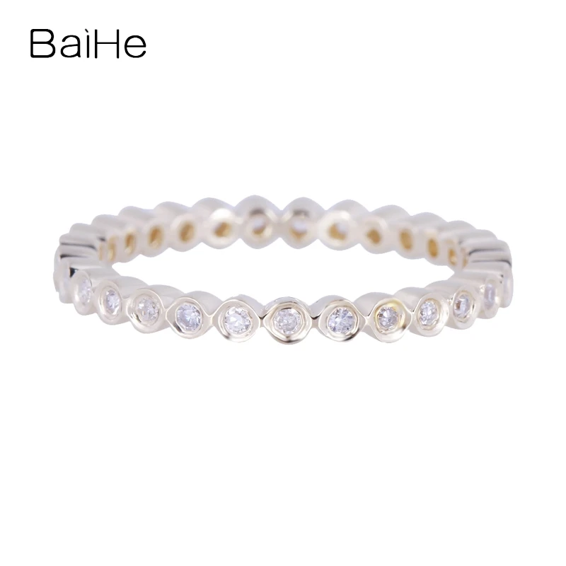 BAIHE Solid 14K белое золото 0.2CT H/SI круглые натуральные бриллианты подарок на свадьбу