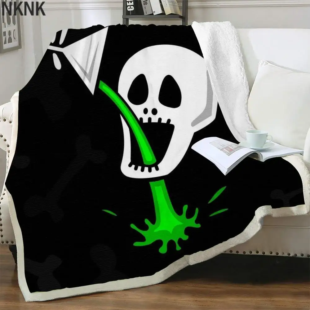 

NKNK Brank Skull Blankets Party 3D Print Hip Hop Thin Quilt Rock Blankets For Beds Punk Bedspread For Bed Sherpa Blanket Fashion