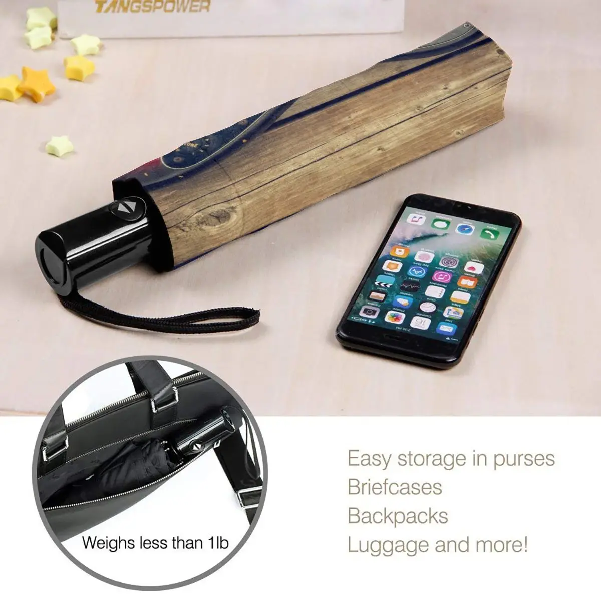 

Automatic Umbrella Vintage Electric Guitar And Wood-grain Boards three-fold umbrella women men rain umbrella