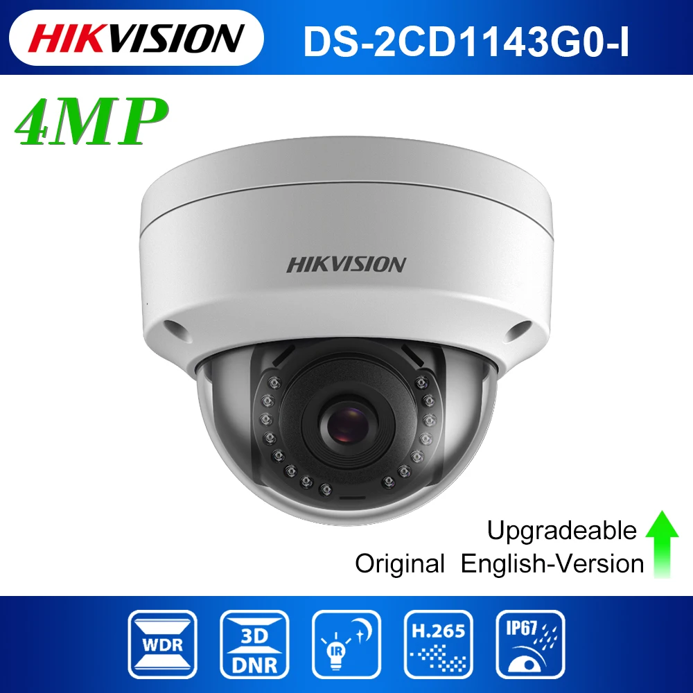Hikvision оригинальный купольная IP камера Камера 4MP HD PoE DS 2CD1143G0 I безопасности камеры