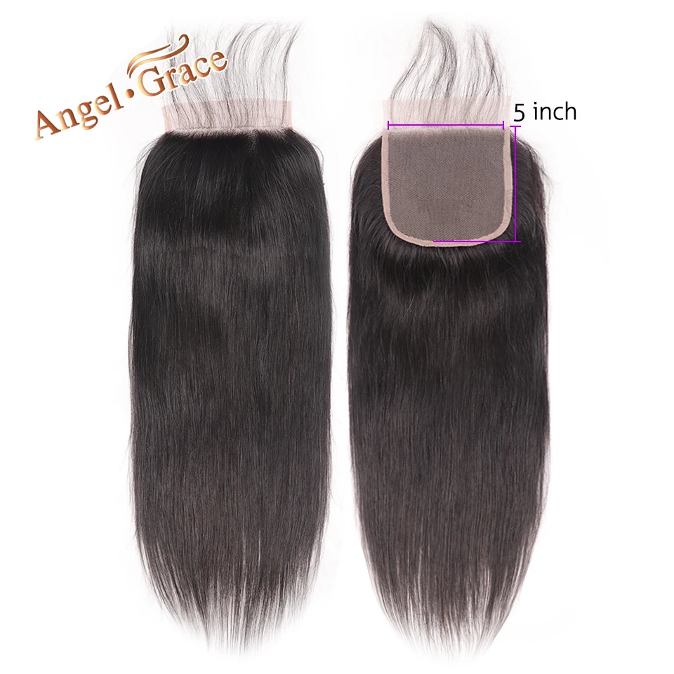Angel Grace Hair 5x5 прямые кружевные свободные/средние человеческие волосы натуральный