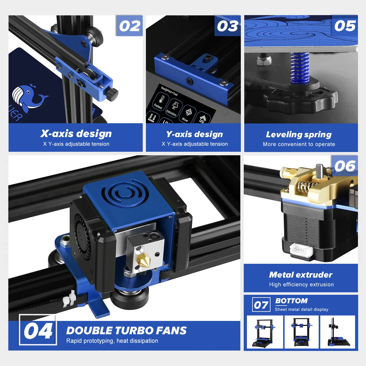 3D принтер TWO TREES BLUER бесшумная печать 235*235*280 мм с 3 5 дюймовым сенсорным экраном
