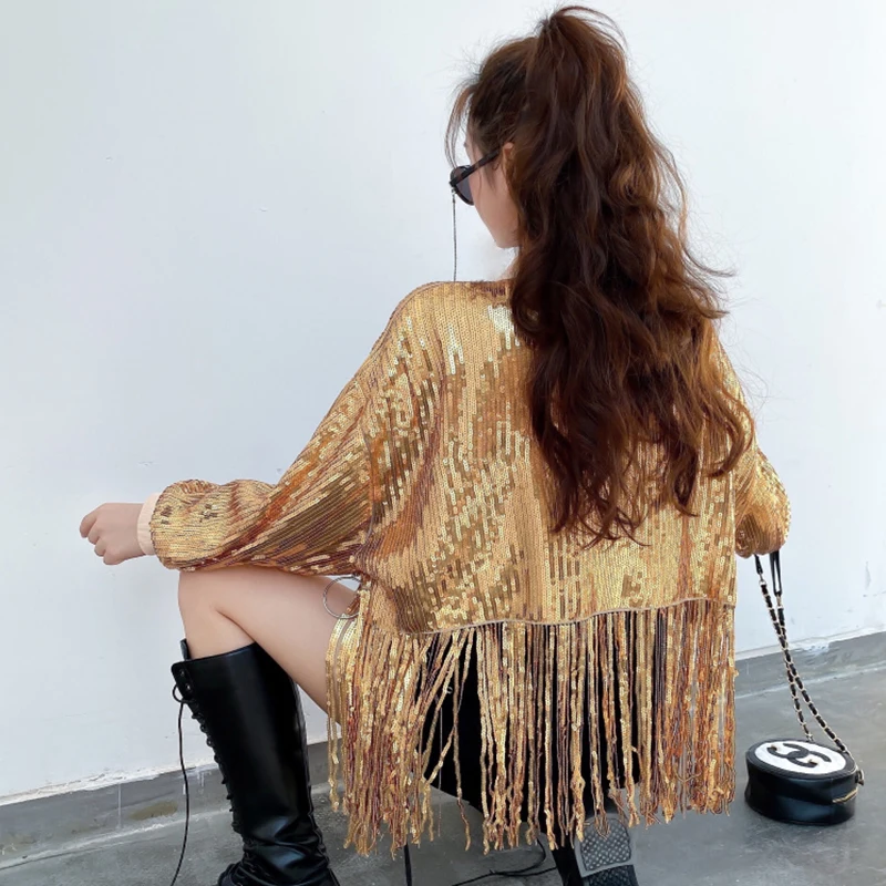 Женская Весенняя уличная одежда Chaquetas серебристая куртка с блестками женский