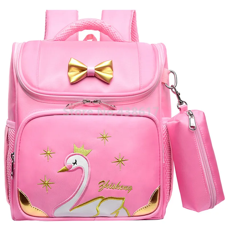 Комплект из рюкзака и чехла для девочек, с изображением принцессы-лебеди, школьный рюкзак и пенал для начальной школы