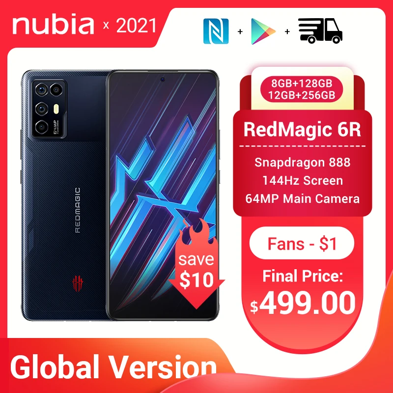 Nova versão global original nubia redmagic 6r 5g telefone celular 6.67 amamamoled snapdragon 888 octa núcleo jogos smartphone 64mp câmera