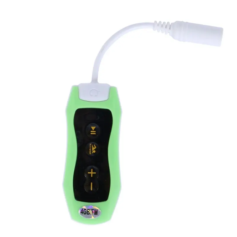 Водонепроницаемый IPX8 Mp3 плеер 4 Гб Adroit спортивный зажим MP3 с FM плавательный наушник для дайвинга - Цвет: Зеленый