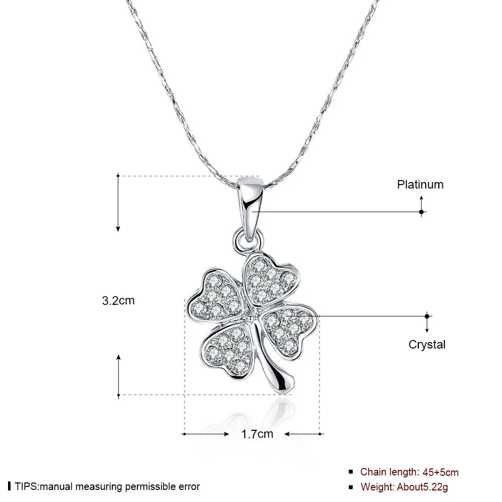 

2021 Fashion Rose Gold Plated Necklace 4 Leaves Clover with Shiny Rhinestones Chokers Necklace for Women Jewelry LKN18KRGPN582