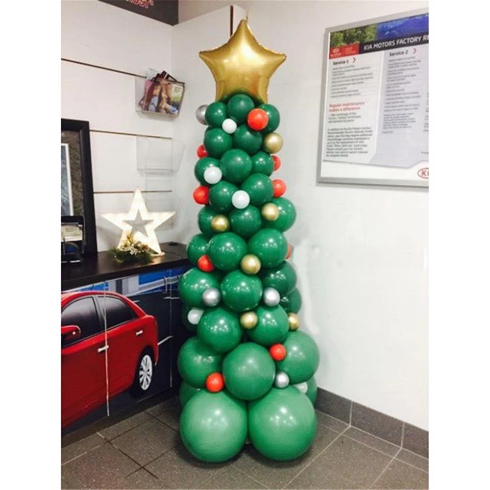 Рождественская латексная металлическая Серебряная зеленая пентаграмма