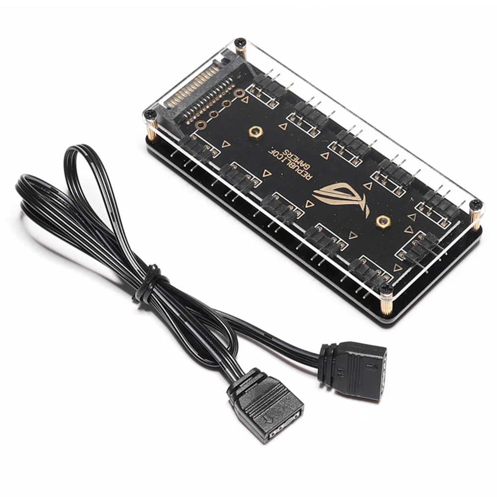 

RGB 3-pin 5V 10 Hub Splitter SATA Power 3pin ARGB Adapter Extension Cable RGB LED Strip Light Splitter HUB Accessories