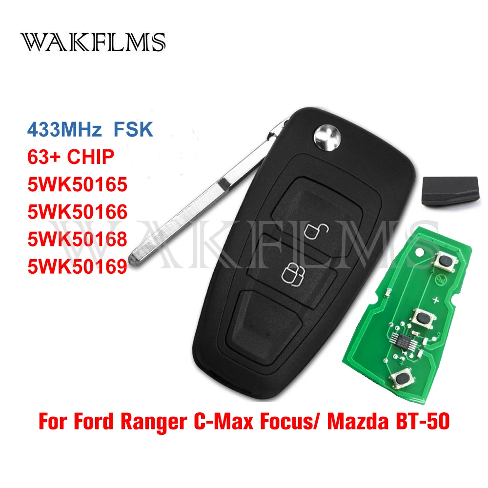 5WK50165 флип-ключ 2 кнопки 434 МГц FSK 4D63 чип для Ford Ranger Focus Mondeo 2011 2012 2013 2014 2015 5WK50166 |
