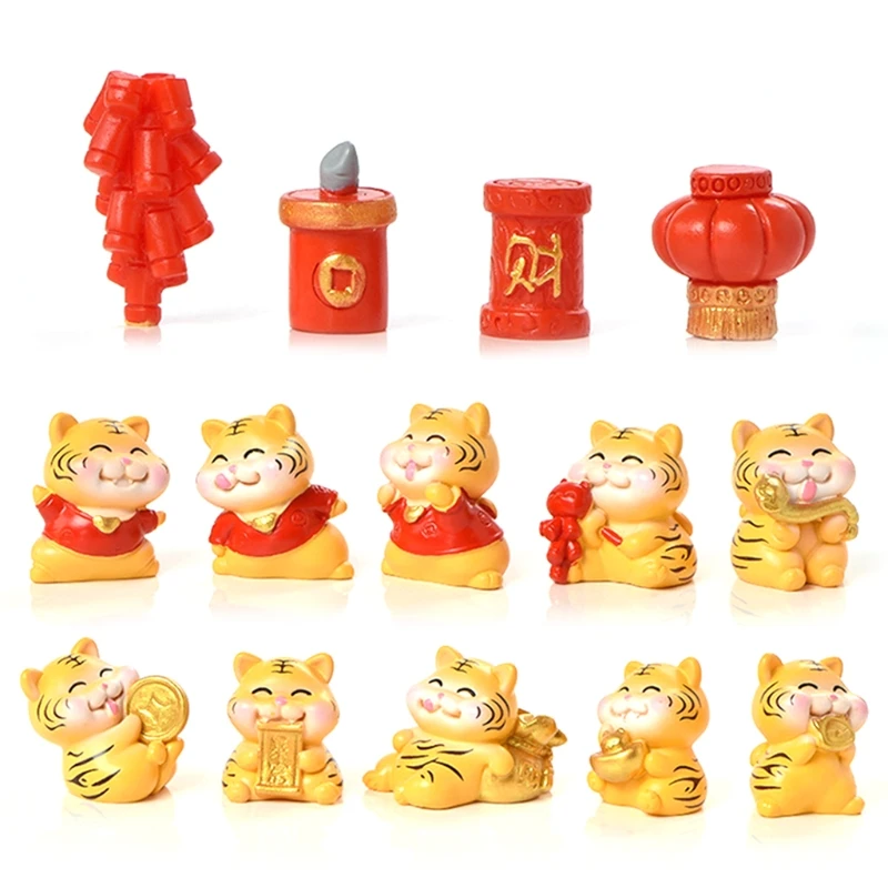 

Миниатюрная Новогодняя фигурка китайского зодиака из смолы, 14 шт./компл.