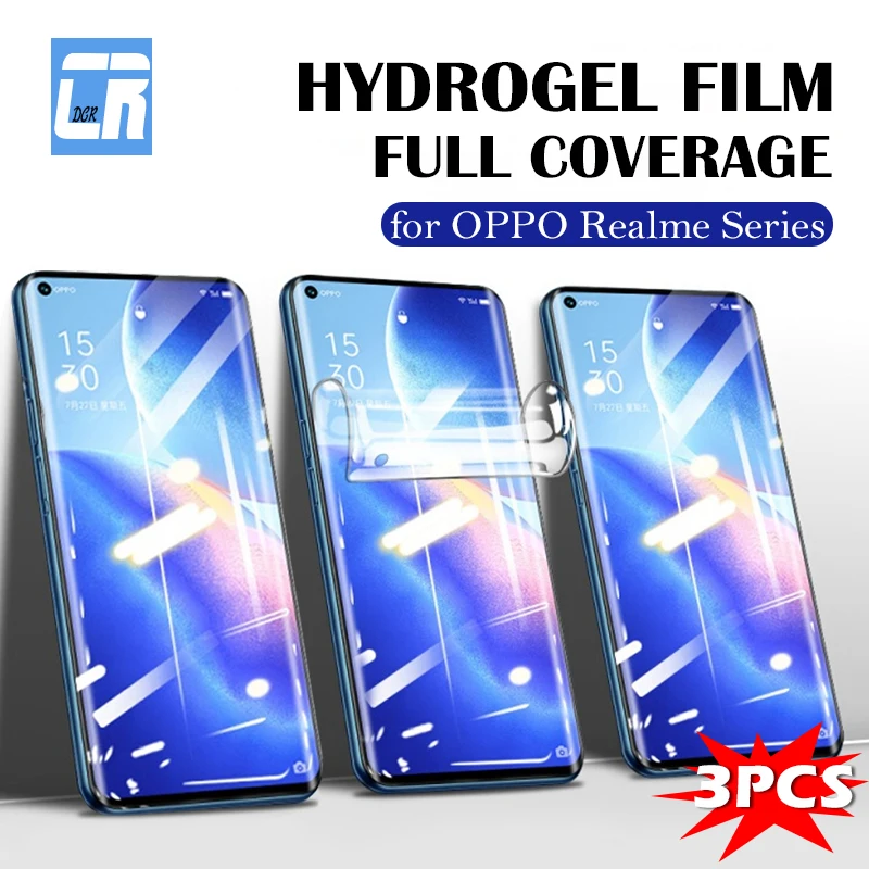 

3Pcs Screen Protector Hydrogel Film For OPPO Find X3 Lite Protective On Realme 7 7i 5 Q3 GT Neo X7 8 Pro C25 C21 C3 C11 No Glass