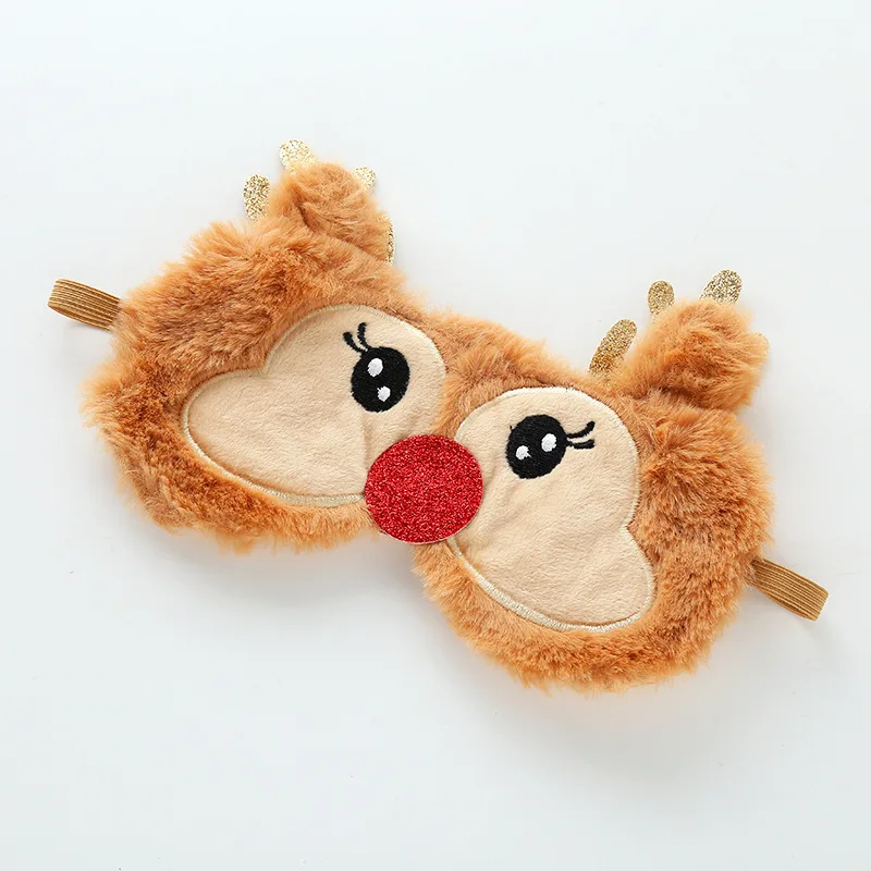 Кавайная Рождественская плюшевая маска для глаз с олененком мультяшная сна