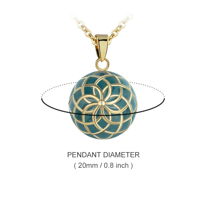 Eudora Harmony Gold green Flower Ball Necklace Chime ball Maternal bola bell appease fetal prenatal bell pregnant women Jewelry