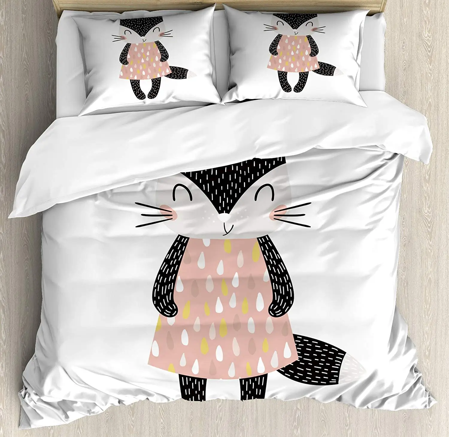 Кошка пододеяльник набор кошачья девочка в капле дождя формы шаблон платье