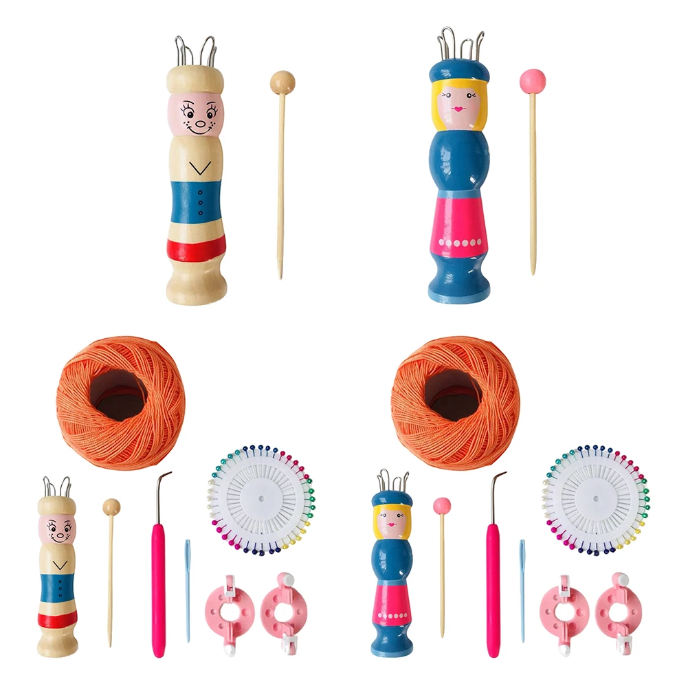 

Wooden Doll Rope Knitting Needlework Childrens Handmade DIY Loom Braided Maker Yarn Wool Set Crochet Tool Knitter Accessory