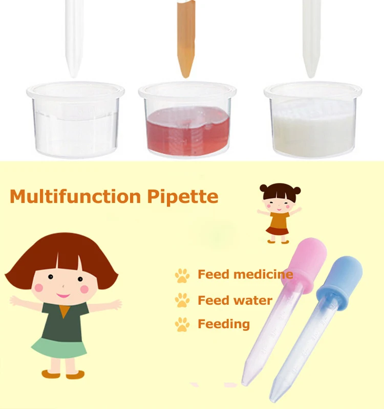 

5ml Clear Silicone Baby Medicine Feeder Dropper Graduated Pipette Liquid Food Dropper School Lab Supplies Random Color 3-8PCS
