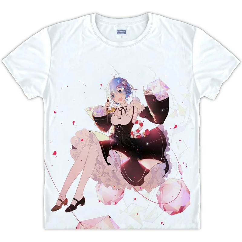Футболка с рисунком аниме на заказ футболка коротким рукавом Re: Zero Kara Hajimeru Isekai