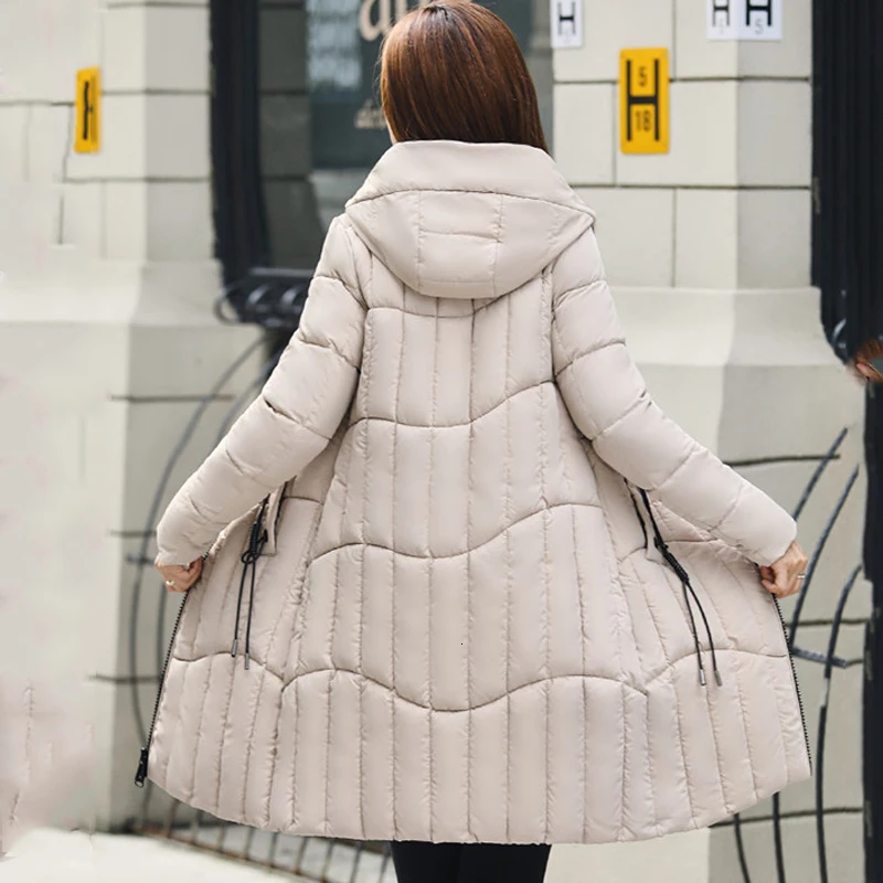 Длинное зимнее пальто для женщин 2019 с высоким воротником и облегающим пушистым |