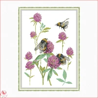 bees and flowers pattern cross stitch scenery embroidery kit 11ct 14ct count printed fabric needlework full set diy sewing gift