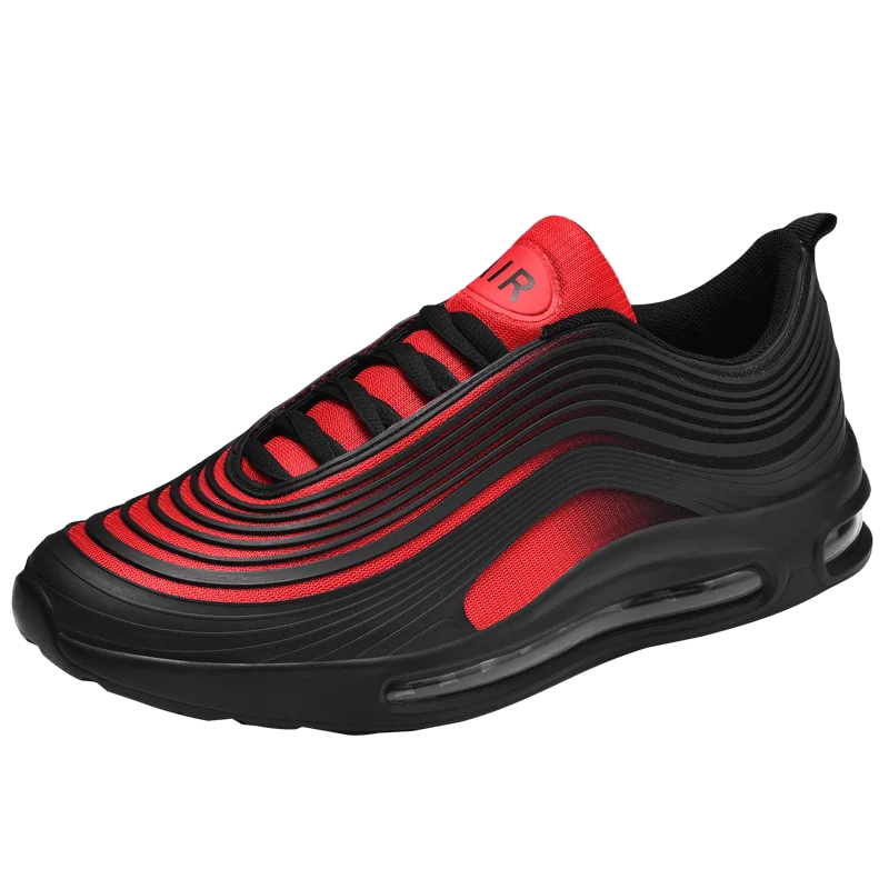 Black Red Дышащие кроссовки на платформе; спортивная обувь для бега; Мужская весенняя обувь; Модная легкая мужская обувь с воздушной подушкой; zapatos de hombre basket - Цвет: Black Red
