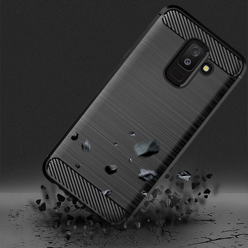 Чехол для Samsung Galaxy A6 Plus 2018 силиконовый бампер из ТПУ противоударный карбоновый