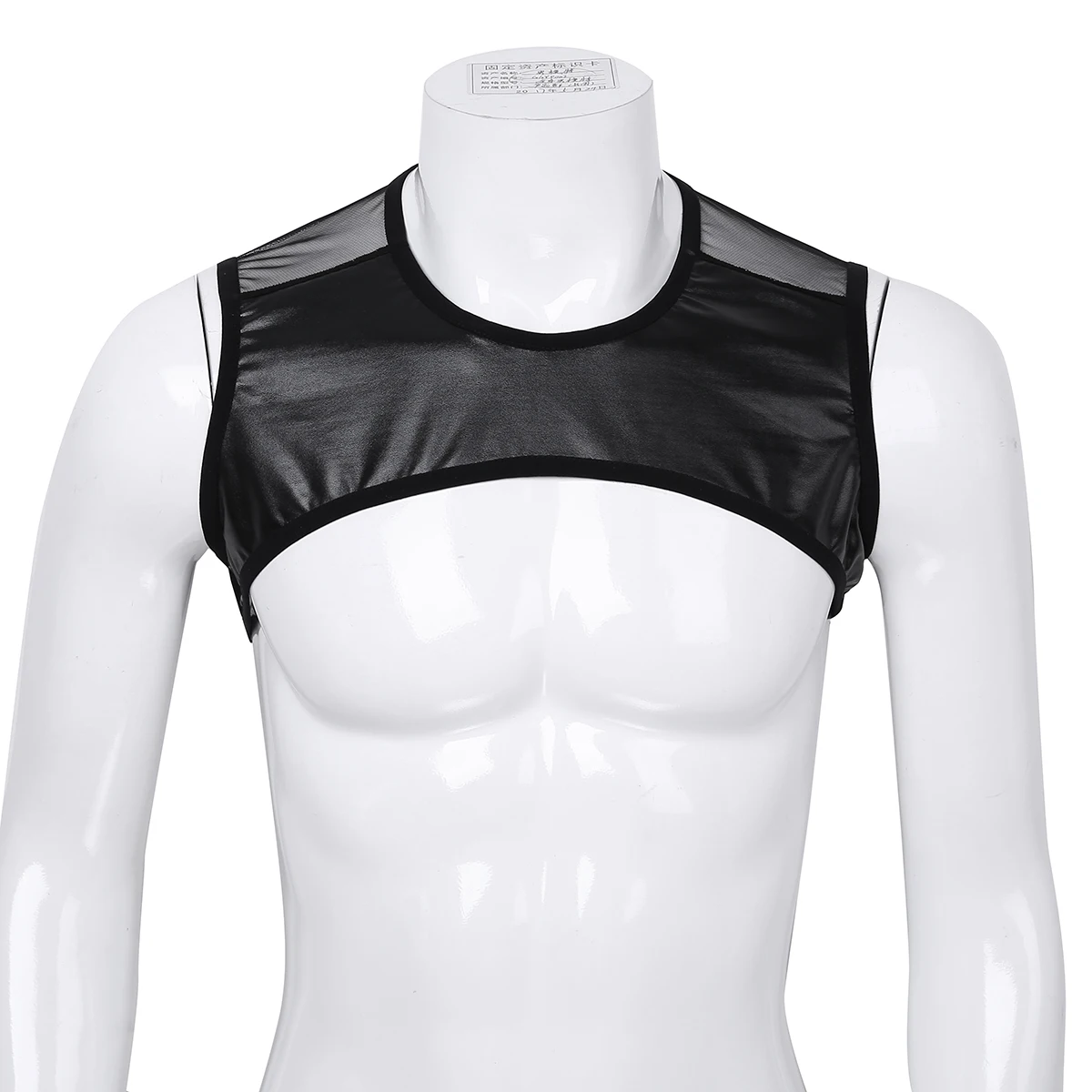 Майка мужская сетчатая облегающая кожаный пикантный укороченный топ для занятий