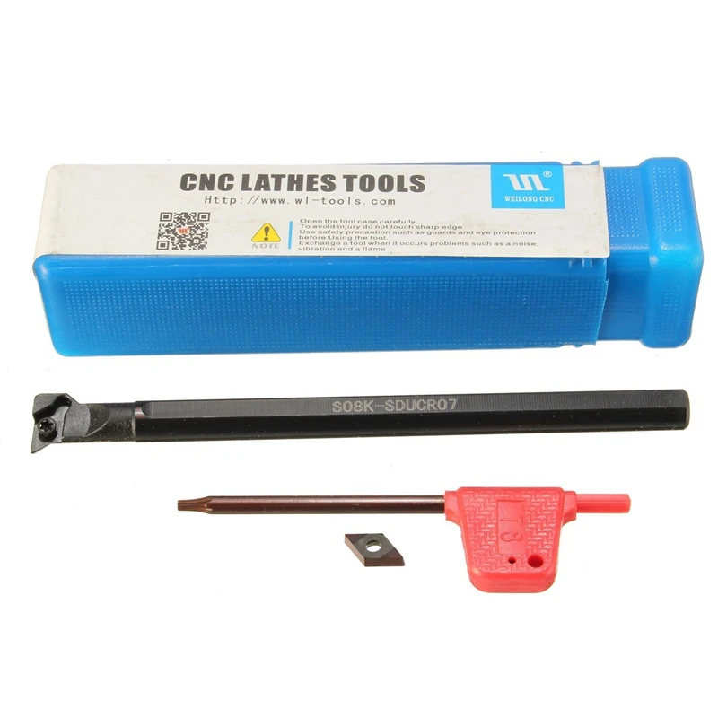 

New S08K-SDUCR07 Boring Bar + Lathe Tuening Tool DCMT0702 Carbide Insert + Wrench