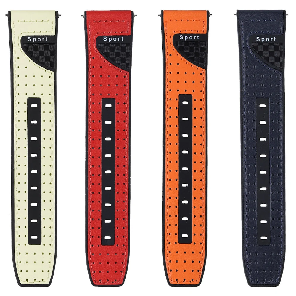 22mm Sport Breathable Leather+Silicone Strap for Samsung Galaxy Watch 3 Band 45mm 46mm Bracelet for Huawei GT 3 2/Pro Runner