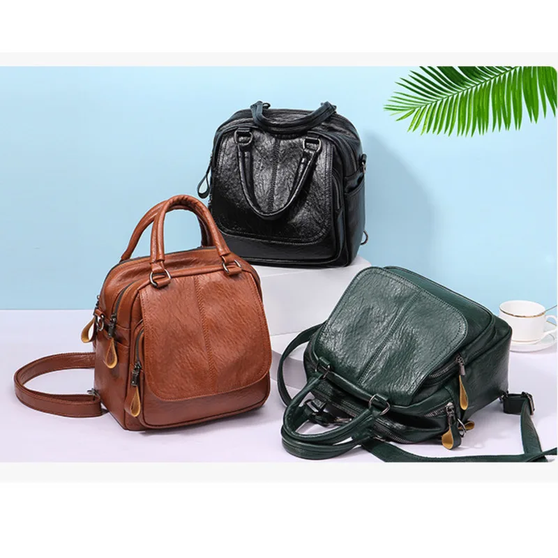 Volasss зеленый женский маленький рюкзак с защитой от кражи из искусственной кожи