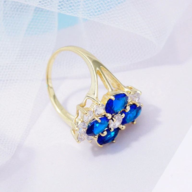 Женские кольца с синим фианитом элегантные обручальные свадебные украшения