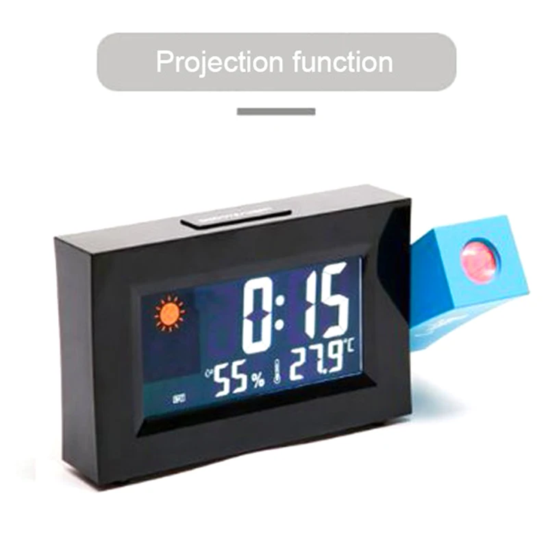 LED Digital Alarm Clock Electronic HD LCD Color Display 180° Rotatable Projection Clocks With Backlight Snooze Thermomete | Дом и сад