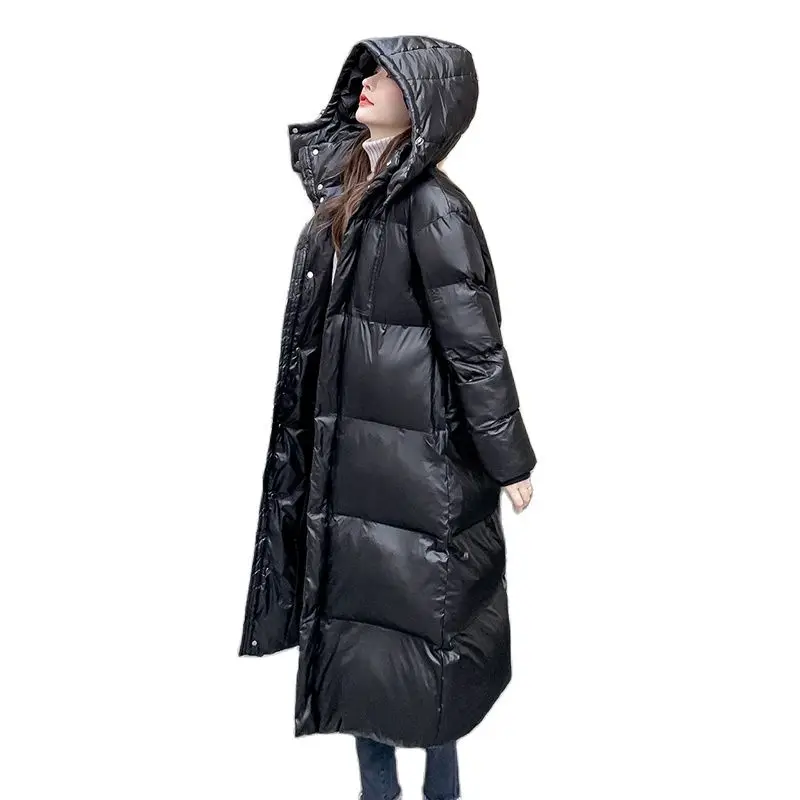 

Новинка, женское длинное пальто с капюшоном, Зимняя яркая водонепроницаемая куртка, толстые теплые пальто, парки, Женская парка с хлопковой ...