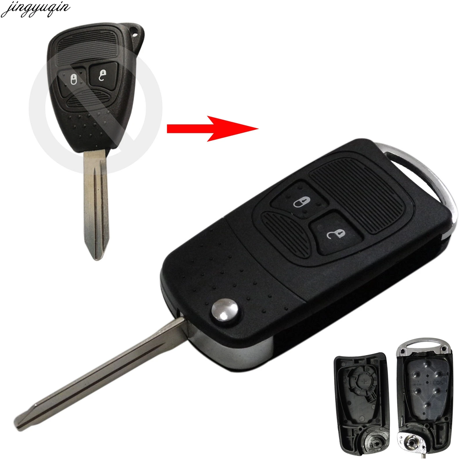 Bilchave 10 шт./лот 2 кнопки модифицированный Флип складной корпус ключа для Chrysler 300C Jeep