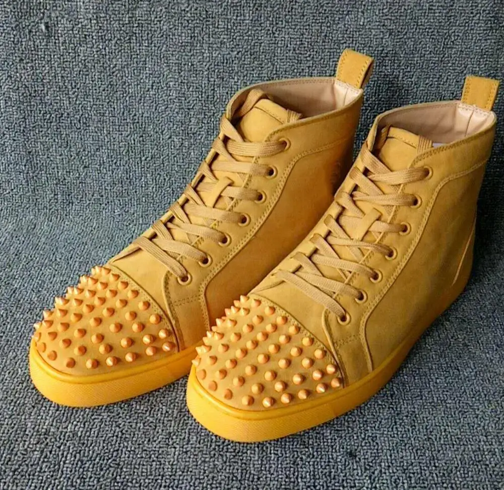 Мужские кроссовки из флока желтого цвета со шнуровкой с круглым носком элементы